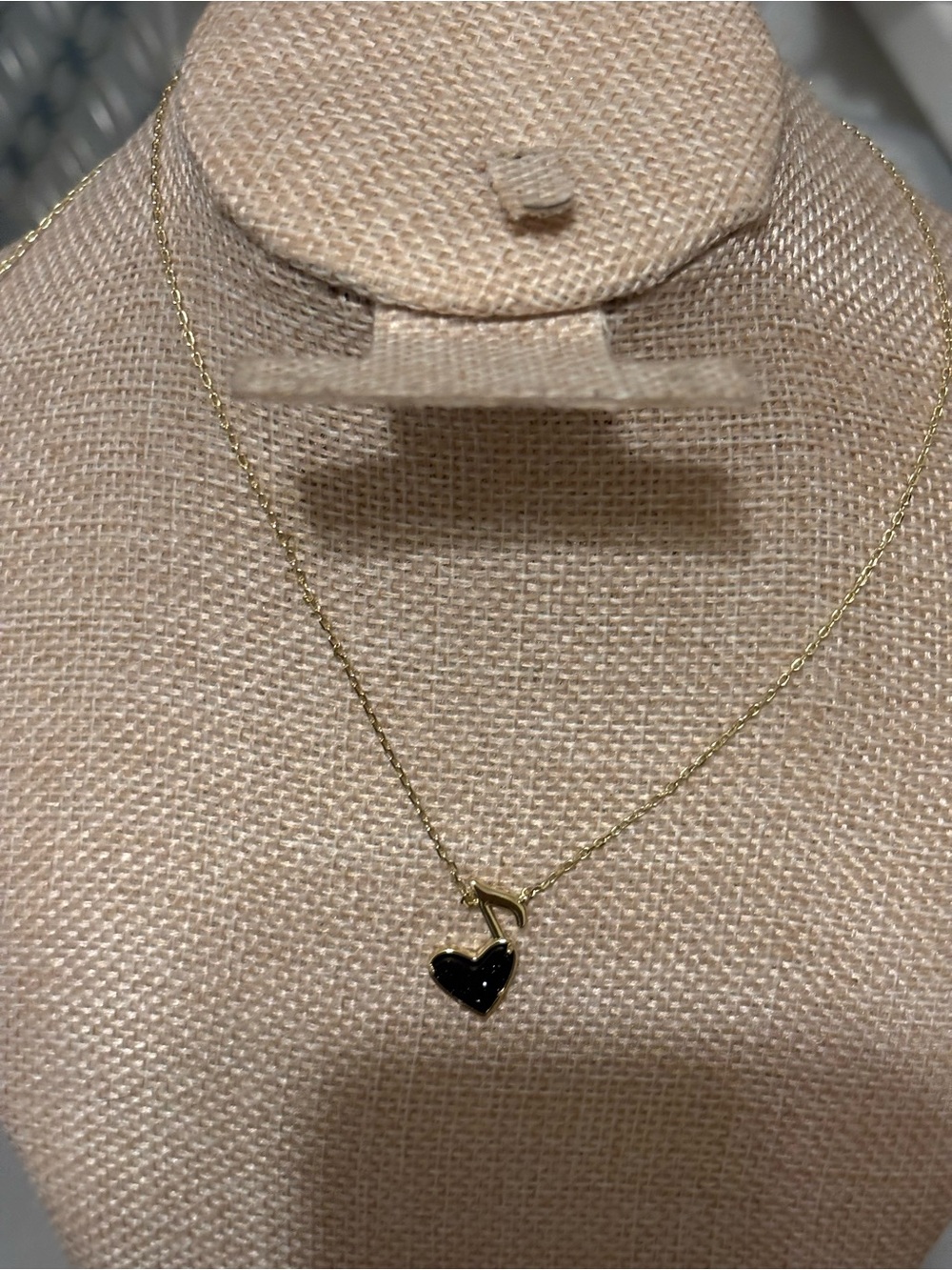 Gold Chain Necklace with Black Heart Pendant